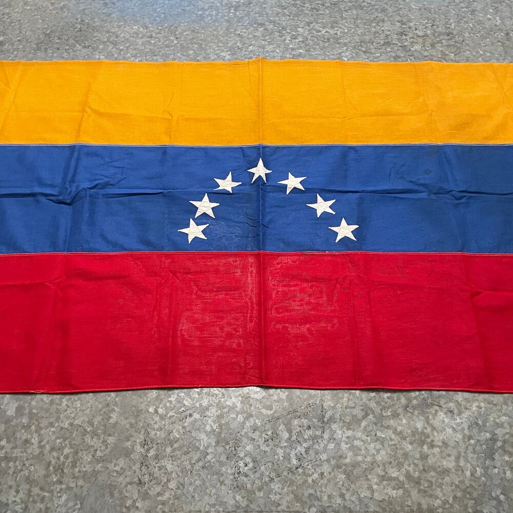 Vintage Venezuela 7 Star Flag Cloth Knit Sewn Patch Stars Wall Art No Grommets